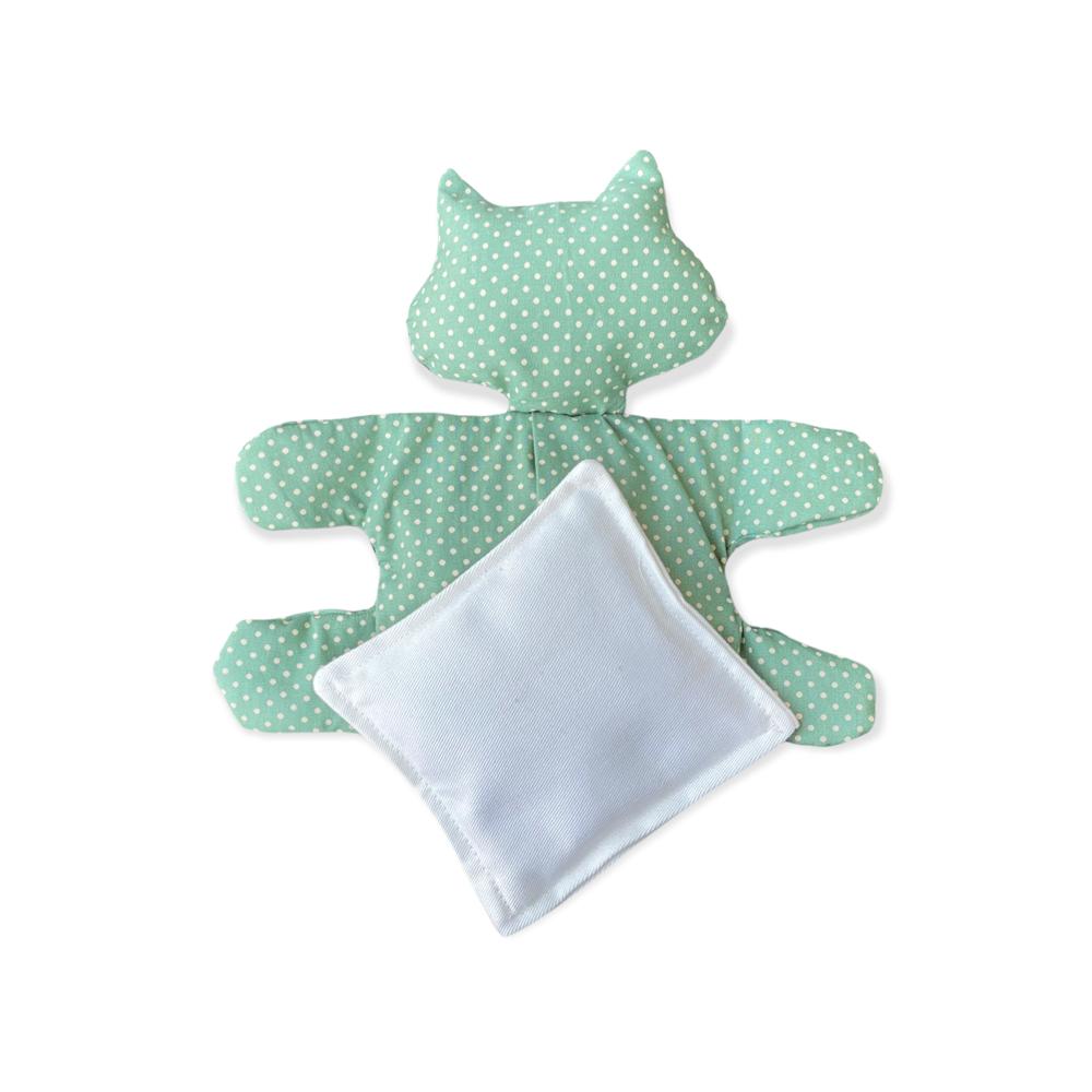 Almofada para Cólicas de Bebê Gatinho Poá Verde